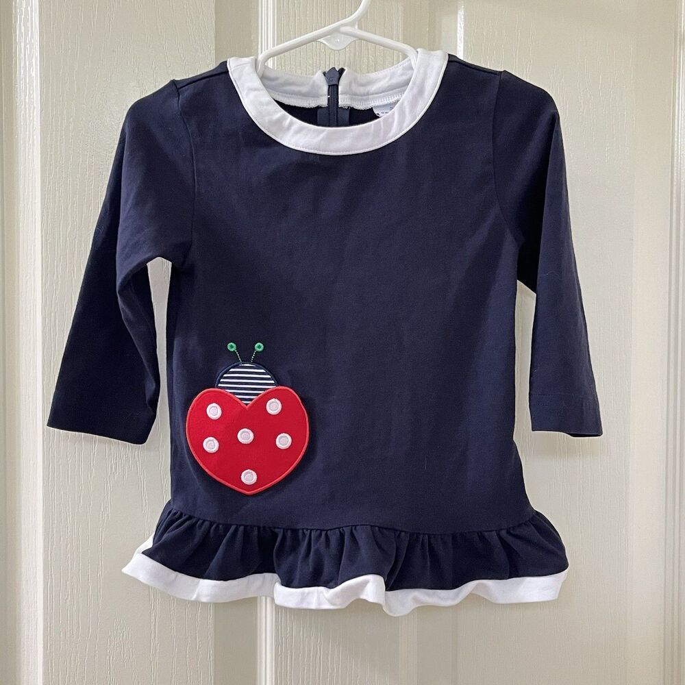 Florence Eiseman Ladybug Applique Pocket Tunic Top Girls Size 2T